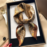 27.56" Paisley Print Small Square Scarf Simulated Silk Thin Neck Scarf Mature Style Sunscreen Headscarf For Women
