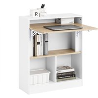 SoBuy FWT104-WN Folding Desk with 5 Storage Shelves Computer Desk Office Desk Home Office Furniture Study Table image 3