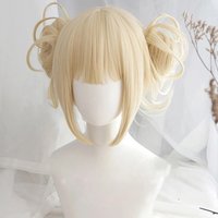 Himiko Toga Short Light Blonde Synthetic Chip Ponytails Heat Resistant Cosplay Costume Wig+Wig Cap