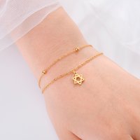 Lemegeton Classic Star of David Symbol Charm Bracelet for Men Women Bead Bracelet Original Stainless Steel Birthday Jewelry Gift