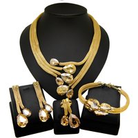 Woman Necklace Jewelry Set Trendy Brazilian Gold Style Original 24K Gold Plated Purple and Champagne Rhinestone Dangle Earring