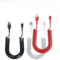 66W 5A Fast Charging Type C Cable Spring Telescopic Car Phone Charger USB Cable For Samsung Xiaomi Redmi USB C Charging Cable