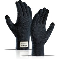 AliExpress NONE High Quality Male Thicken Warm Wool Cashmere Solid Gloves Men Knitted Gloves Winter Touchscreen