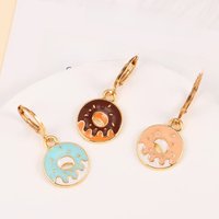 Kawaii Alloy Enamel Donut Drop Earrings Cute Snack Pendants Dangle Earrings For Women Girls Birthday Friens Party Jewelry Gifts