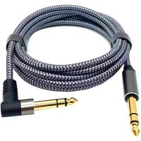 1/4 Inch TRS Instrument Cable,Right Angle 6.35mm Male Jack Stereo Audio Interconnect Cord,Compatible for Bass,Keyboard,Mixer,Amp
