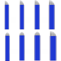 0.2mm 50/100PCS blue Blades Tattoo Needles 12 14 16 18Pin Permanent Makeup Eyebrow Needles For 3D Embroidery Manual Pen