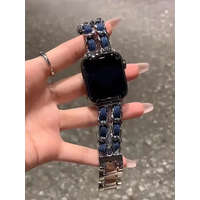 Luxury Metal Denim Strap For Apple Watch Band Ultra 2 1 49mm 41 45mm 38 42mm 44 40mm Bracelet For iWatch 9 8 7 SE 6 5 4 3 Women