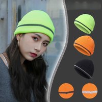AliExpress NONE Unisex Autumn Winter Warm Knit Hat Beanie Outdoor Night Safty Reflective Stripe Cycling Running Work Cap Fluorescence Ski Bonnet