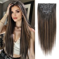 7Pcs Seamless Clip In Hair Extensions Human Hair Clip On Hair Extensions Real Human Hair Clip Ins Ultra-thin PU Weft Straight