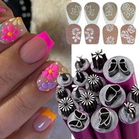 Nail Art Flower Stamp Pens Set 4/6/10pcs DIY Graffiti Nail Stamper Kit Handicraft Pink Stamping Pen Nail Dotting Tools 12cm