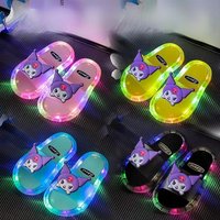 Sanrio My Melody Anime Kawaii Ins Children Led Lighted Slippers Cute Cartoon Kuromi Children Bathroom Shoes Lovely Gifts for Kid