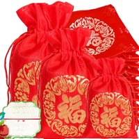 New Year Lucky Bags Jewelry Drawstring Pouch Cookie Candy Gift Bags Wedding Christmas Party Gift Packaging Chinese Silk Fu Bag