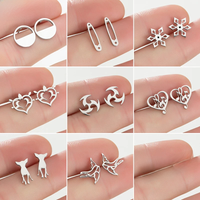 Fashion Genshin Impact Ear Studs Men Stainless Steel Hydro Pyro Dendro Anemo Electro Cryo Earrings For Women Cosplay Jewelry