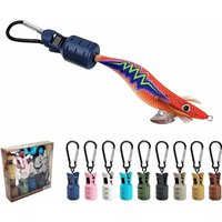 New 9Pcs M Squid Jig Bait Protector Kit Webfoot Octopus Egi Hook Cover Cuttlefish Umbrella Lure Cap with Carabiner Sea Tackle