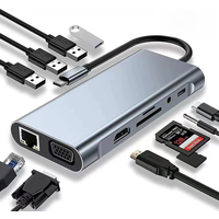 11 in 1 Type C Hub 4K 30Hz USB C to HDMI-compatible USB 3.1 Adapter Converter Docking Station Splitter for MacBook Pro Air