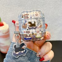 Autumn and winter cute plaid puppy earphone protective case, suitable for AirPods 4/3/2 Pro/2/4, shockproof protective case