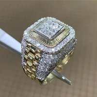 Hot Selling Gold Plated Rings For Men Zirconia Jewelry Hiphop Ring Wholesale Size 6-13