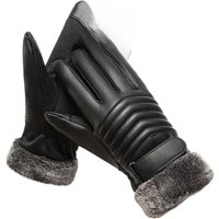 AliExpress Gloves Winter MEN'S Fur Mouth Plush Insulation Gloves Outdoor Cycling Motorcycle PU Touch Screen Cotton Gloves