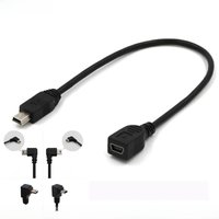 25CM 90 Degree 4 Angle Mini USB Female to Mini B 5-pin Male Cable Adapter For Car Extension OTG Cable