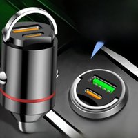 12-24V Dual Ports Car Charger Automatic Pull Ring PD+USB Fast Charging Type-C QC3.0 Car Charger Auto Cigarette Lighter Adapter