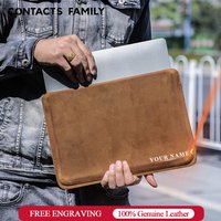 CONTACTS FAMILY Laptop Sleeve Case for Macbook Air M4 M3 Pro 14 A2442 A2779 Cow Leather Mac Book Pro Air 13 M1 HP Dell Cover Bag