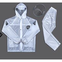 AliExpress NONE Males Boys Hooded PVC Waterproof Long Clear Jacket Bike Bycyle Riding Raincoat Rainproof With Trousers