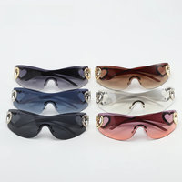 AliExpress NONE Cycling Rimless Y2K Sunglasses Men Women Trendy Gradient 2000'S Wrap Around Sun Glasses Punk One Piece Goggles Fashion Shades