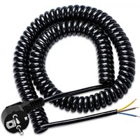 2/3/5M EU Replaceable coil cable Spiral extension cord with protective contact 250V male plug for extension cord black