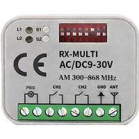 RX-MULTI Receiver Controller AC/DC 9V-30V 2CH 300MHz to 868MHz 433MHz Garage Door Opener / Gate Remote Control Receiver Switch