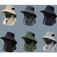 Summer Sun Hats UV Protection Outdoor Hunting Fishing Cap For Men Women Hiking Camping Visor Bucket Hat Neck Flap Fisherman Hat