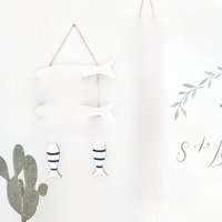 New Marine Style Decorative Pendants, Animal Fish, Wooden Crafts, Creative Home Living Room Bedroom Wall Decorations