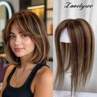 7*11cm Hair Toppers for Women Real Human Hair 25cm with 3 Clip Ins Injected Pu Base Hairpiece Ombre Brown Hair Topper Wig