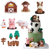 Farm Animals Cake Toppers Set Cow, Pig, Chicken Figurines for Farm Birthday Party Baby Shower Gender Reveal Party Decoration