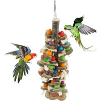Bird Toy Wooden Parrot Chewing Toy Colorful Cage Bird Decoration Training Natural Blocks Tearing Toys for Small Medium