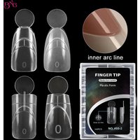 BNG 140Pcs Dual Forms with Inner Arc Line Oval Square Coffin Upper Forms for Quick French Matte Nail Molds for Nail Extensions