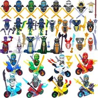 Mini Ninja Motorcycle Action Figures Building Blocks Ninjago Skeleton Soldiers Warrior Samurai Anime Movie Dolls Bricks Kid Toys