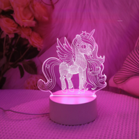 1PC 3D Night Light Creative Bedside Light Cute Unicorn Valentine's Day Christmas Home Decoration Romantic Atmosphere Light