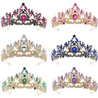 Luxury Elegant Bridal Rhinestone Crown Tiara Alloy Black Vintage Baroque Rhinestone Crystal Wedding Dress Accessories