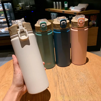 1pc Thermos Bottle with Straw 600ml 750ml Stainless Steel Thermal Cup Car Insulated Flask Water Tumbler for Outdoor Sports