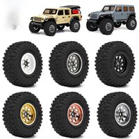 RCXAZ 1.0" Beadlock Wheel Rims 52*19mm Tires Set for 1/18 1/24 RC Crawler Car Axial SCX24 FMS FCX24 TRX4M (W1004-T1014)