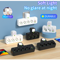 Wall Socket 4 AC Outlets 2 USB Ports 1 Type-C EU Plug Charger Electrical Switch For Home Power Strip Socket ,night light