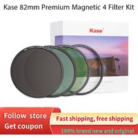 Kase 82mm Premium Magnetic 4 Filter Kit: R-MCUV, ND8, ND64, CPL Stack Caps Case Anti-Ghosting UV