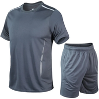 CHRLCK Men's Quick Drying Running Sets Breathable Hiking Fishing T-Shirt Short Soft Elasticity Gym Fitness Suits Outdoor Sports