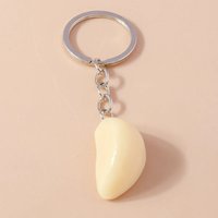 Cute Imitation Food Garlic Charms Keychains for Car Key Women Men Handbag Hanging Keyrings DIY Jewelry Accessories