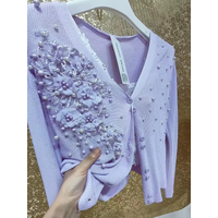 Luxury Beading 3D Flowers Embroidery Autumn 2024 Knitted Cardigan Women Heavy Industry Pearl Sweater Outwear Knitwear Top