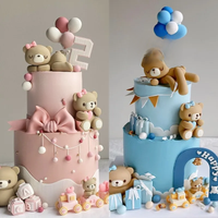 Pink Blue Bear Cake Topper Baby Shower Boy Girl Birthday Party Cake Decor Adult Birthday Gifts Wedding Cake Decorating Baking