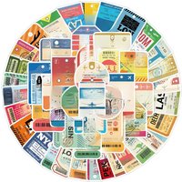 AliExpress NONE 50PCS Retro Airplane Ticket Stubs Waterproof Graffiti Stickers for Helmet Bicycle Hand Account Pencil Case Decals