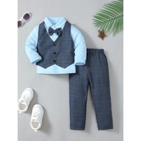 Winter Cool Boys Shirt With Bow Beret Stripe Little Gentleman Set For 3-7 Years Old Boys