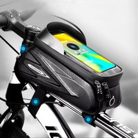 AliExpress NONE Bicycle Bag For Phone Cycling Top Front Tube Frame Bag Waterproof Case Storage Touch Screen MTB Tube Hard Shell Front Beam Bag