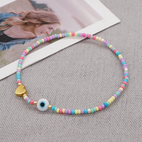 Go2BoHo Fashion Jewelry Boho Bracelet Golden Heart White Glazed Evil Eye Colorful Seed Beaded Good Luck Bracelets for Women 2023